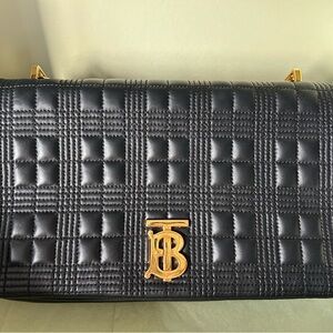 Burberry Lambskin Quilted Lola Bag with Gold Accents